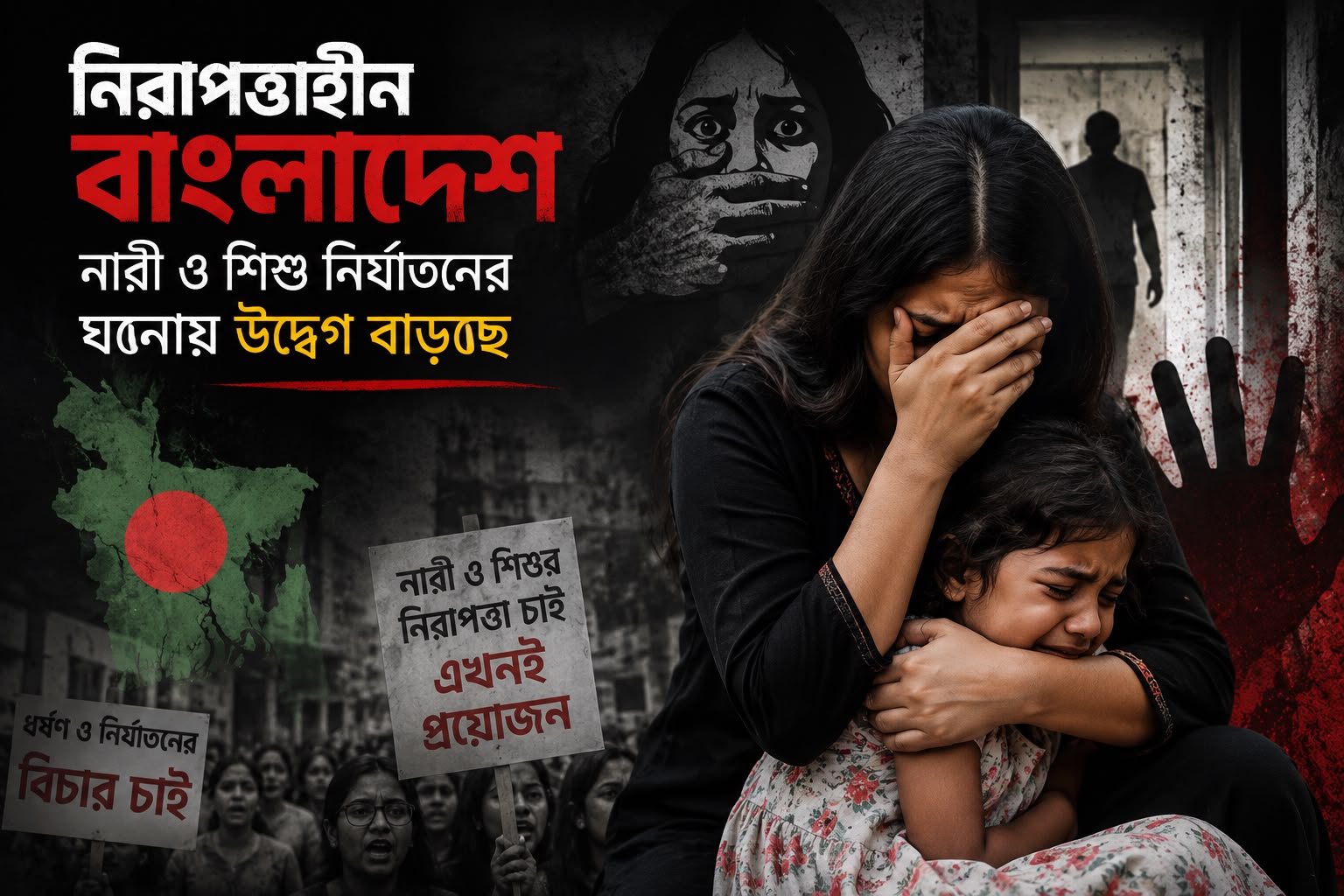 নিরাপত্তাহীন বাংলাদেশ: নারী ও শিশু নির্যাতনের ঘটনায় উদ্বেগ বাড়ছে